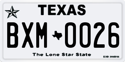 TX license plate BXM0026