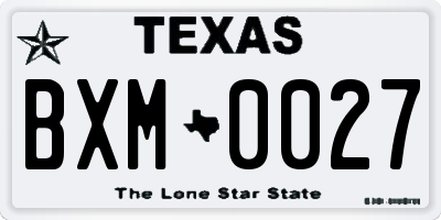 TX license plate BXM0027