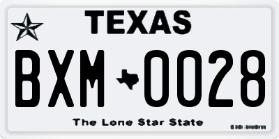TX license plate BXM0028
