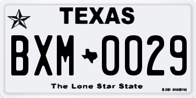 TX license plate BXM0029