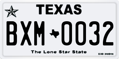 TX license plate BXM0032