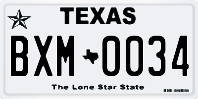 TX license plate BXM0034