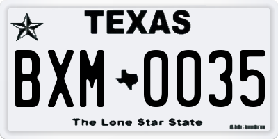 TX license plate BXM0035