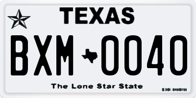 TX license plate BXM0040