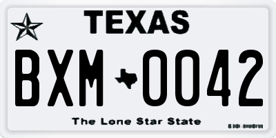 TX license plate BXM0042