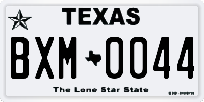 TX license plate BXM0044