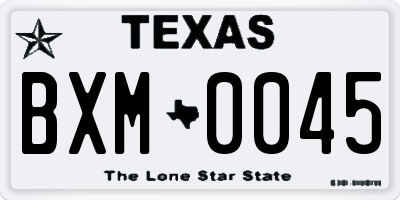 TX license plate BXM0045