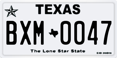 TX license plate BXM0047