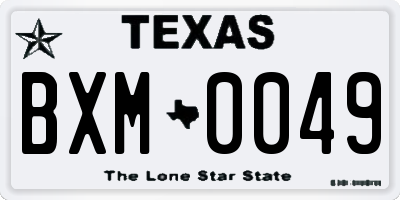 TX license plate BXM0049
