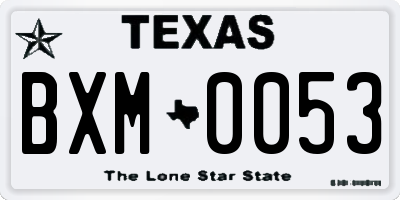 TX license plate BXM0053