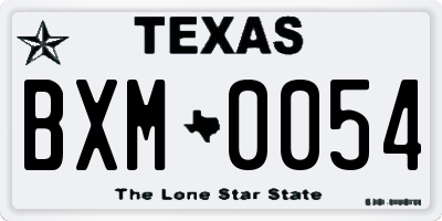 TX license plate BXM0054