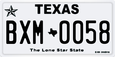 TX license plate BXM0058