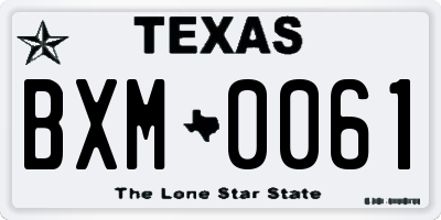 TX license plate BXM0061