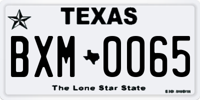 TX license plate BXM0065