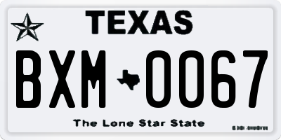 TX license plate BXM0067