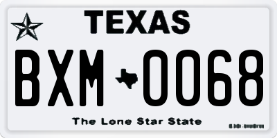 TX license plate BXM0068