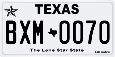 TX license plate BXM0070