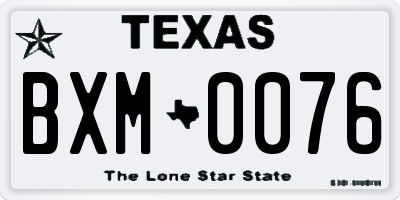 TX license plate BXM0076