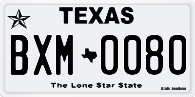 TX license plate BXM0080