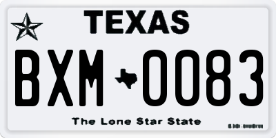 TX license plate BXM0083