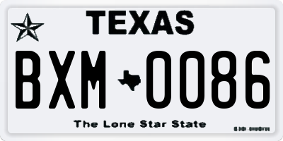 TX license plate BXM0086