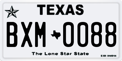 TX license plate BXM0088