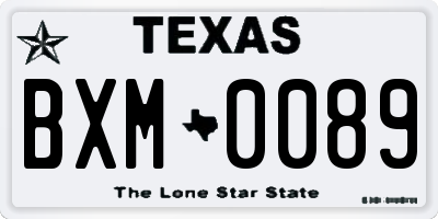 TX license plate BXM0089