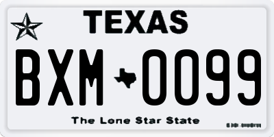 TX license plate BXM0099