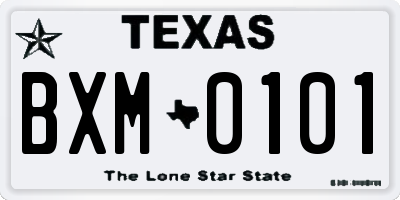 TX license plate BXM0101