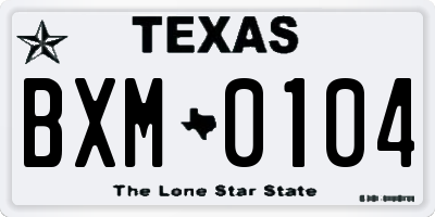 TX license plate BXM0104