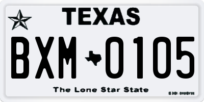 TX license plate BXM0105