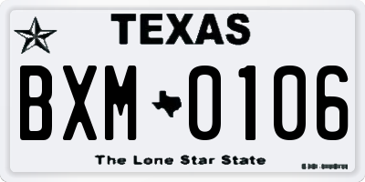TX license plate BXM0106