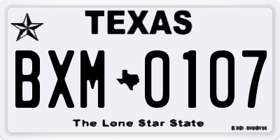 TX license plate BXM0107