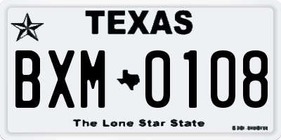 TX license plate BXM0108