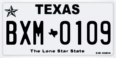 TX license plate BXM0109
