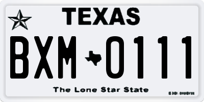 TX license plate BXM0111
