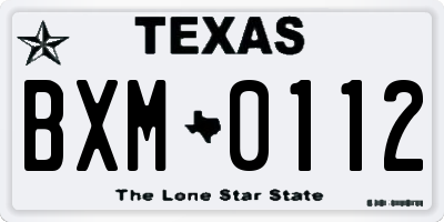 TX license plate BXM0112