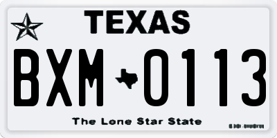 TX license plate BXM0113