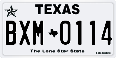 TX license plate BXM0114