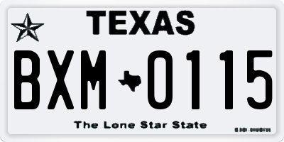 TX license plate BXM0115