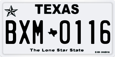 TX license plate BXM0116