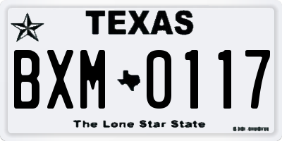 TX license plate BXM0117