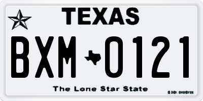 TX license plate BXM0121