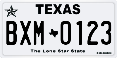 TX license plate BXM0123