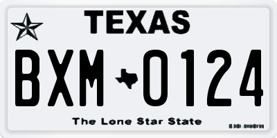 TX license plate BXM0124