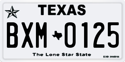TX license plate BXM0125