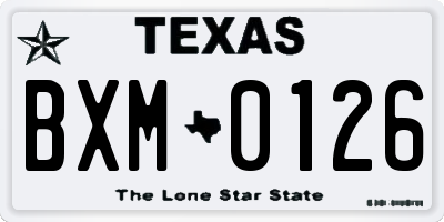 TX license plate BXM0126
