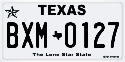 TX license plate BXM0127