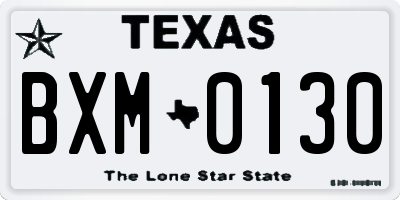 TX license plate BXM0130