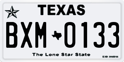 TX license plate BXM0133
